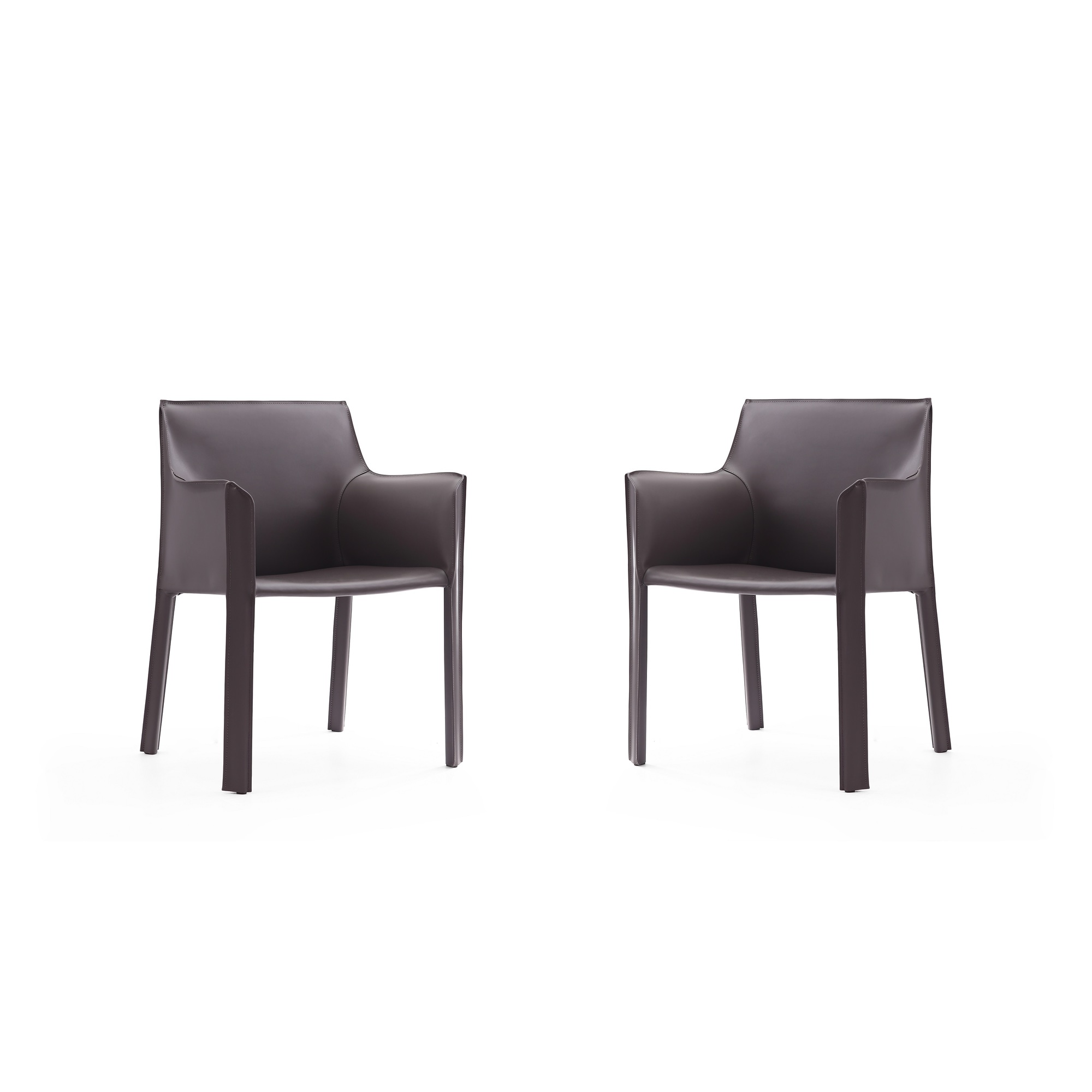 Manhattan Comfort, Vogue Grey Faux Leather Arm Chair (Set of 2), Primary Color Gray, Included (qty.) 2 Model# 2-DC033